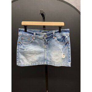 American Eagle Vintage Y2K Distressed Denim Mini Skirt